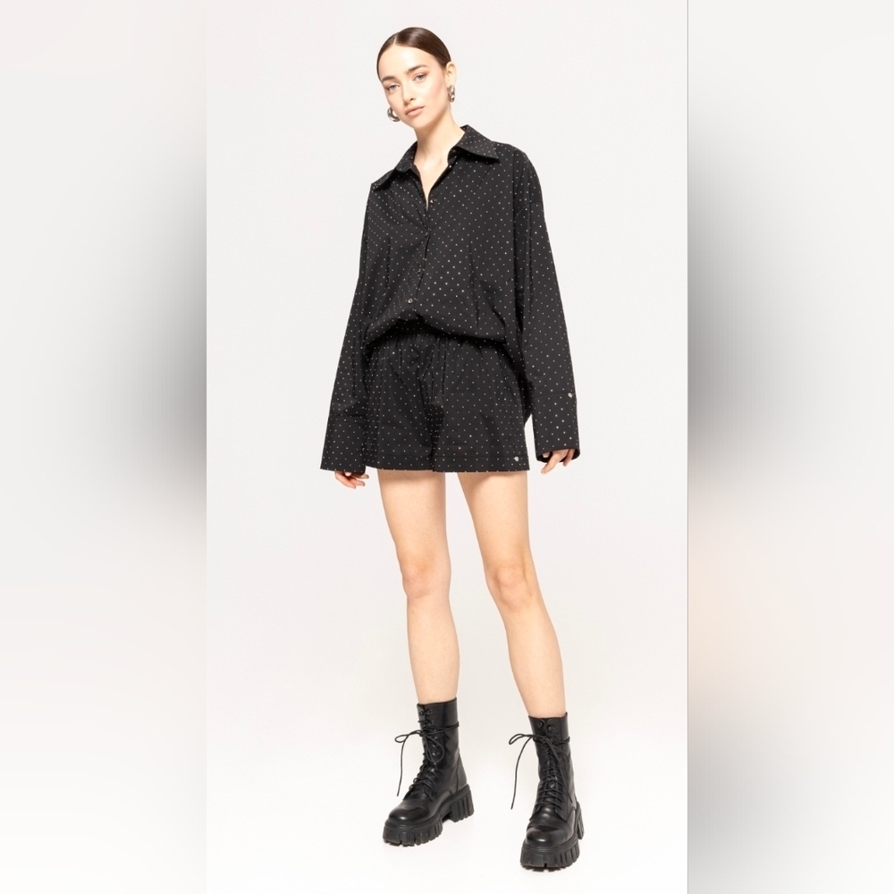 Black Polka Dot High-Waist Women’s Shorts